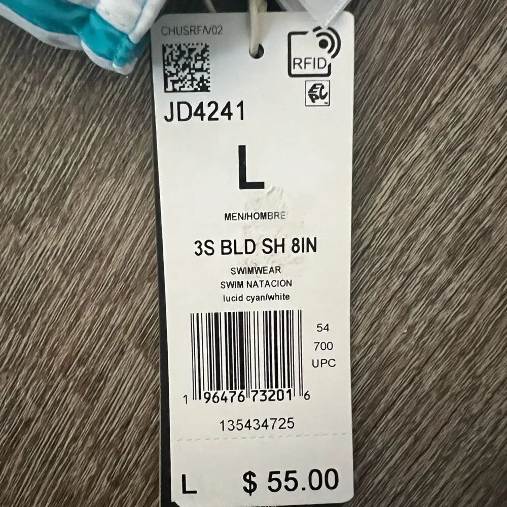 Adidas 3-Stripes‎ Swim Shorts 8-Inch- Size Large